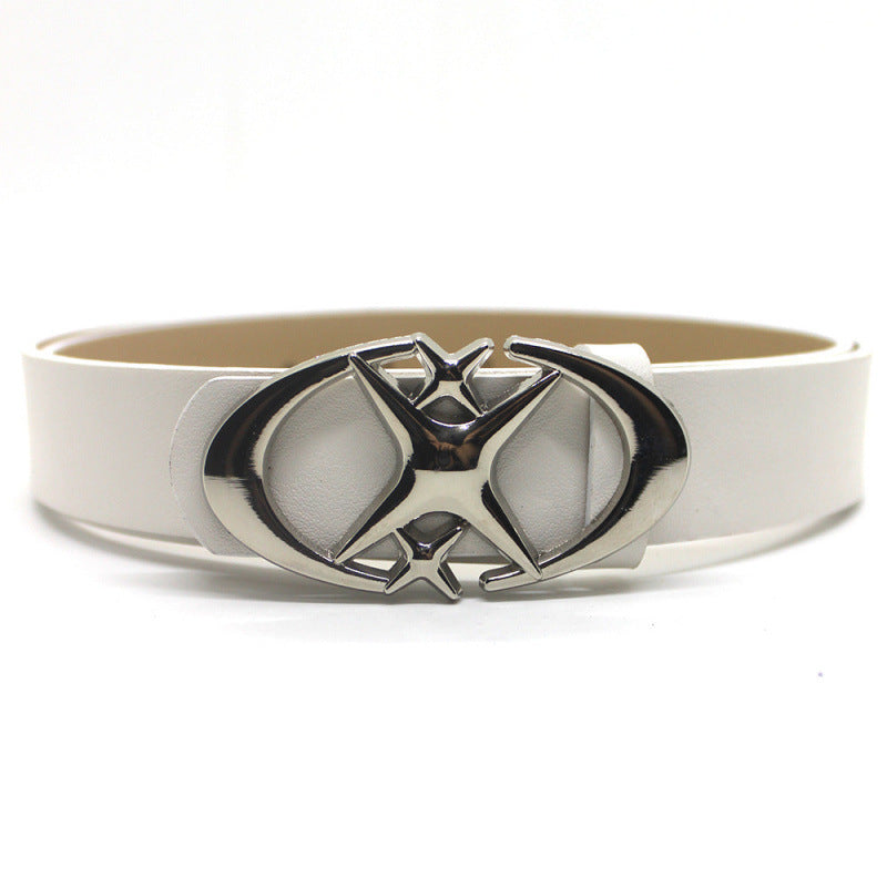Ceinture à Boucle Étoile Croisée Double Croissant de Lune Design Original