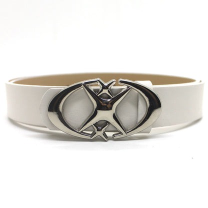 Ceinture à Boucle Étoile Croisée Double Croissant de Lune Design Original