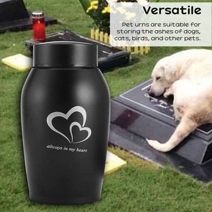 Stainless Steel Pet Memorial Urn: Black Portable & Moisture-Proof Ash Keepsake Designed for Small Pets