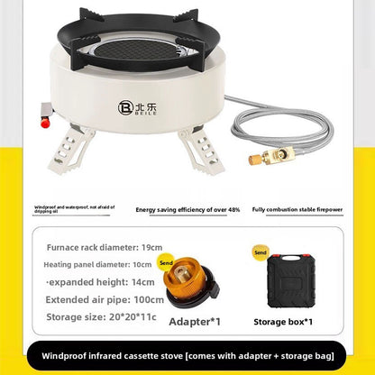 New Explorer 4000W infrared camping stove: portable, windproof, with electronic ignition for outdoor cooking.