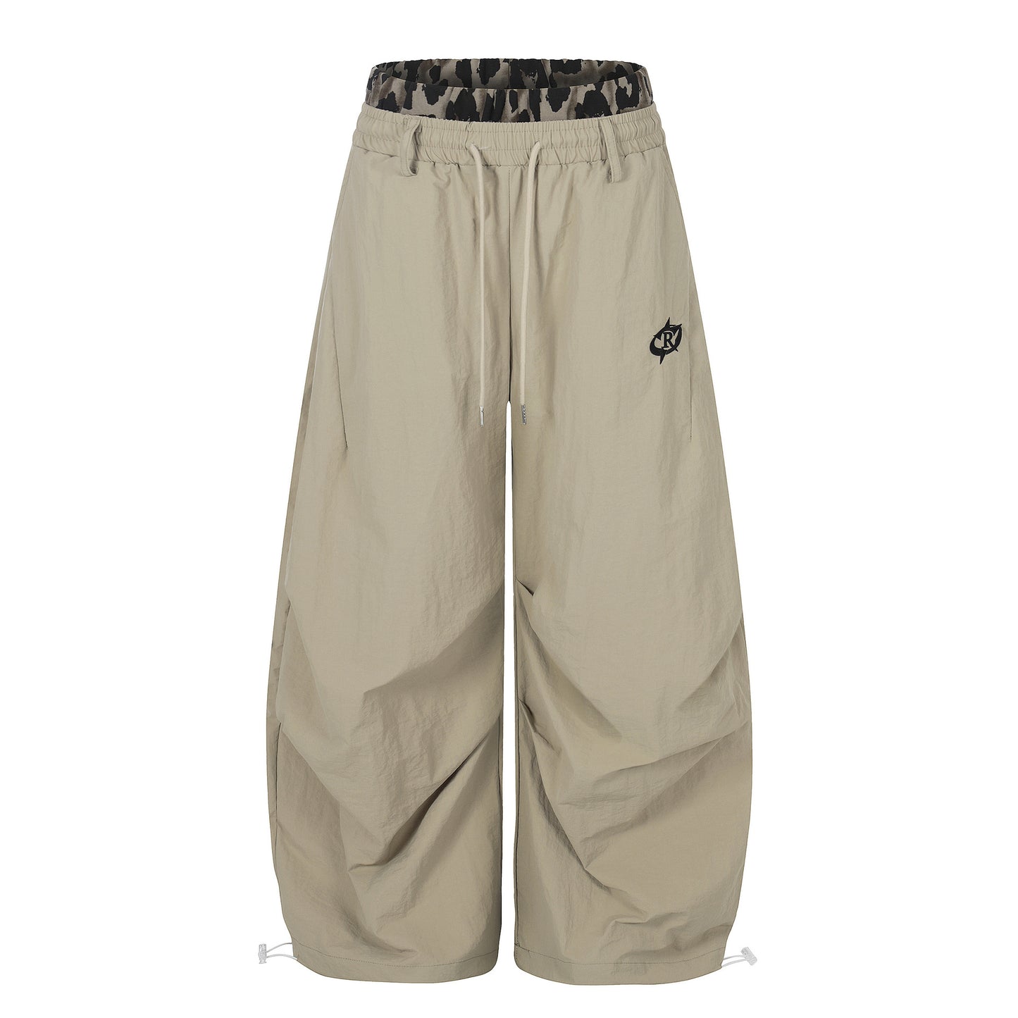 High-Waisted Drawstring Wide Leg Loose Slimming Versatile Cuffed Paratrooper Pants