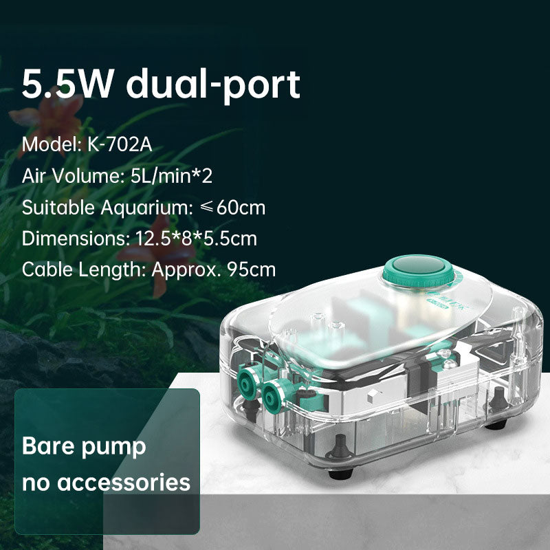 Super Quiet Aquarium Air Pump, Ultra-Low Noise Silent Operation with Adjustable High-Power Bubbler for Fish Tanks