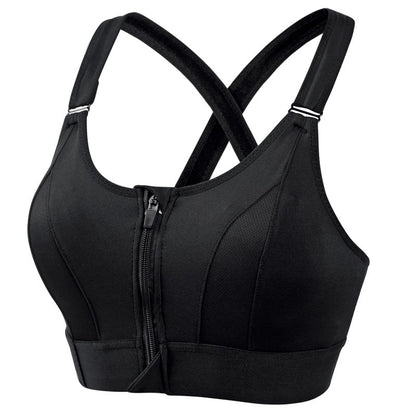 Soutien-gorge de sport ajustable à fermeture éclair avant, antichoc, sans armatures, dos croisé, soutien-gorge de yoga pour femmes