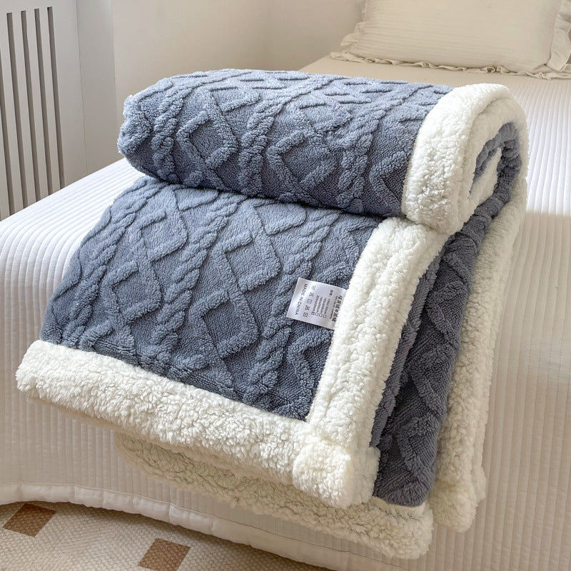 Couverture polaire double couche (Automne/Hiver) – Polaire épaisse et chaude pour siestes au bureau, canapés-lits
