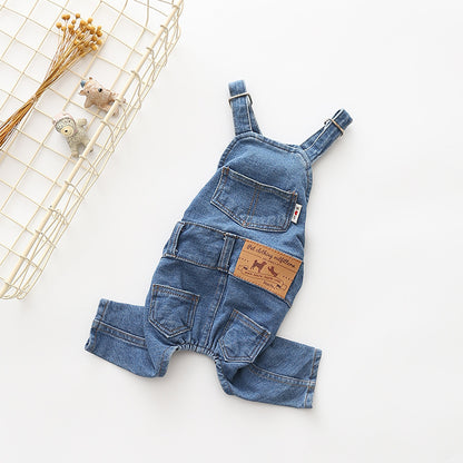 Washed Denim Comfortable Stretchy Jeans Pet Overalls