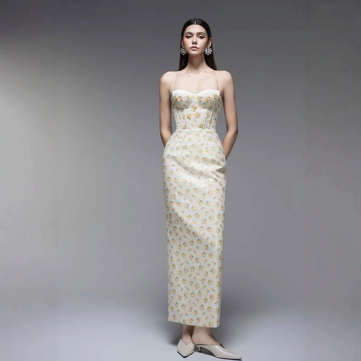 Romantic  Embroidered Strap Dress for Women, Soft Summer Fairy Dress, Sweet and Elegant Style