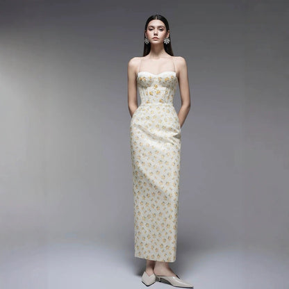 Romantic  Embroidered Strap Dress for Women, Soft Summer Fairy Dress, Sweet and Elegant Style