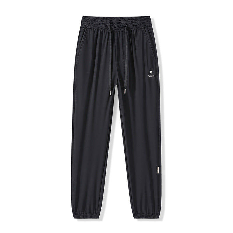 Men's Lightweight Ice Silk Elastic Ankle-Cuff Casual Pants