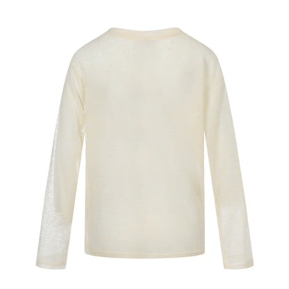graffiti printed lightweight cover-up T-shirt breathable round neck loose sunscreen long sleeve