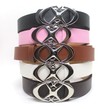 Ceinture à Boucle Étoile Croisée Double Croissant de Lune Design Original