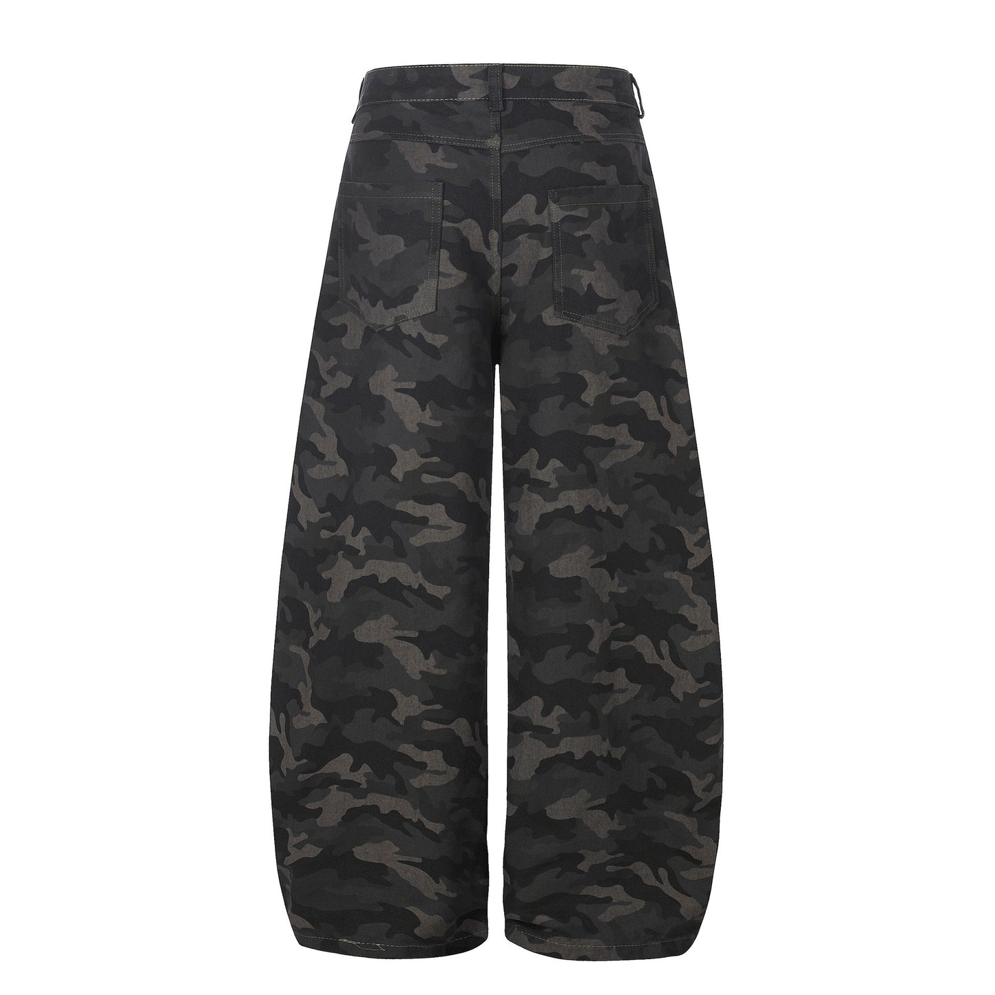 Camouflage Cargo Knife-Style Denim Pants, Unisex, Loose Wide-Leg