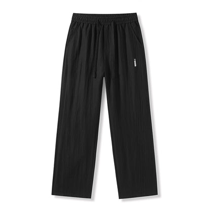 Casual Loose Straight-Leg Tencel Lyocell Linen Ice Silk Pants for Men
