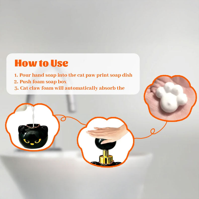 Cute Cat Paw Foam Soap Dispenser. Flower-shaped, funny. Cat lover gift for bathroom/kitchen.