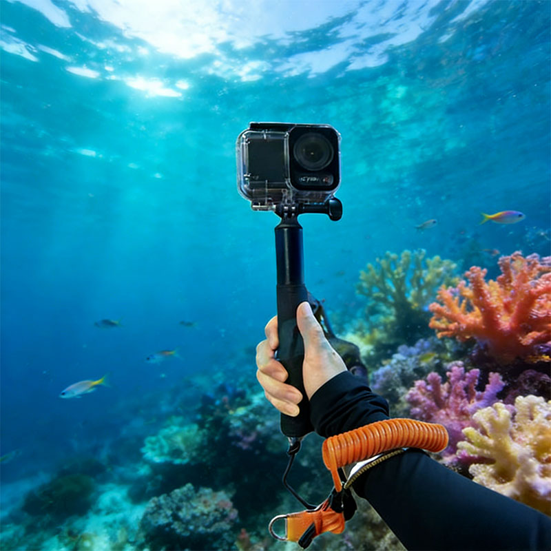 Cordon de sécurité pour caméra de plongée, câble à ressort en acier inoxydable pour caméras d'action GoPro, attache de sécurité pour lampe de poche