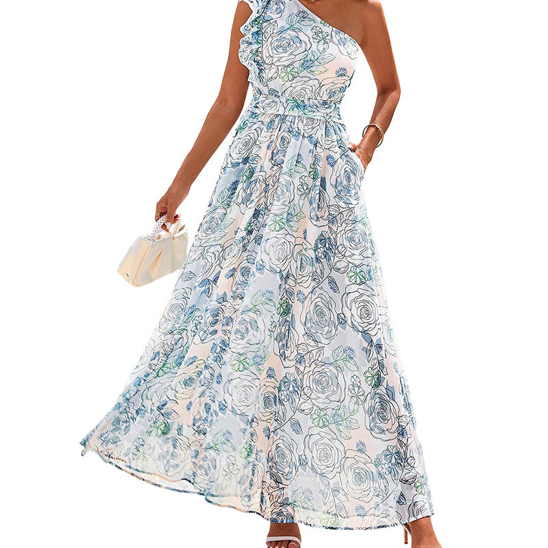 Robe asymétrique taille haute pour femme