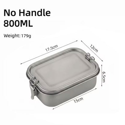 Titanium Lunch Box with Lid & Folding Handle – Leak-Proof, Lightweight for Camping, Hiking, Picnic & Travel
