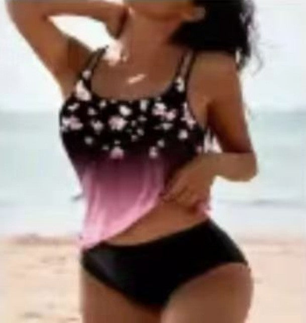 Maillot de bain imprimé taille haute à fente