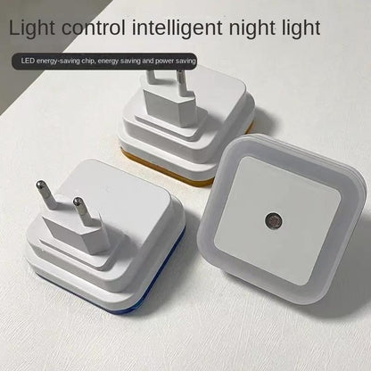 Square LED Night Light Plug-in Smart Light Control Indoor Sensor Bedside Lamp for Bedroom