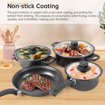 13-Piece Premium Non-Stick Cookware Set: Frying Pans, Casserole, Wok, Multi-Func, Stylish, Durable, Outdoor-Ready