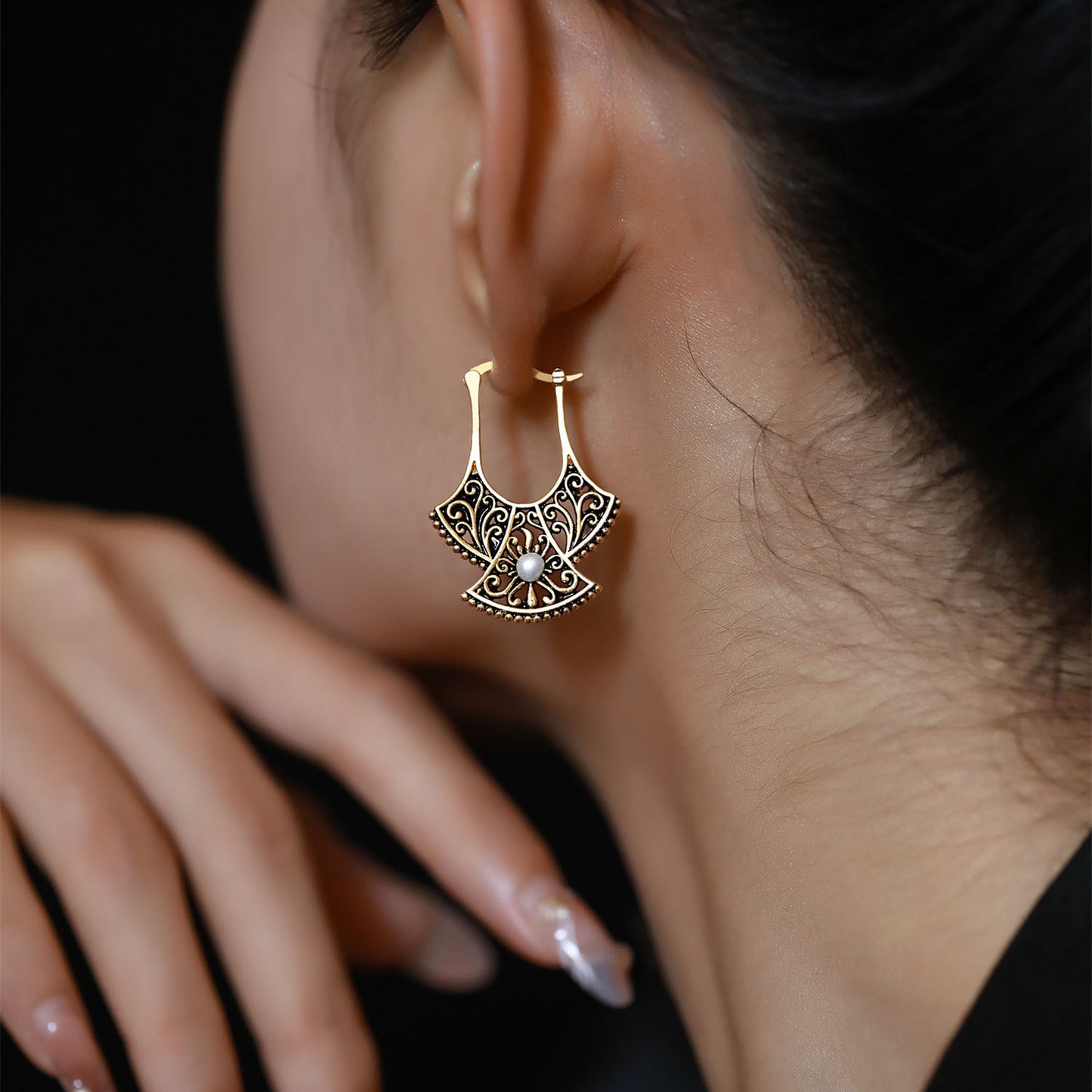 Boucles d'oreilles queue de phénix sculptées pour femmes