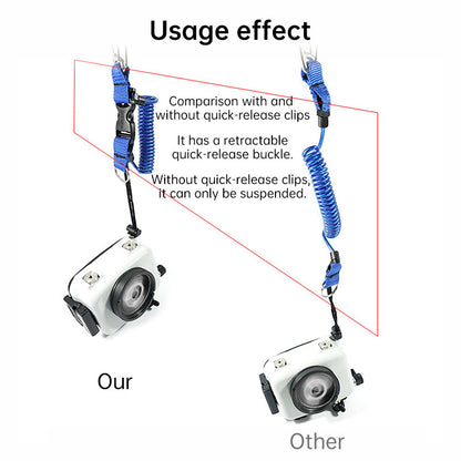 Cordon de sécurité pour caméra de plongée, câble à ressort en acier inoxydable pour caméras d'action GoPro, attache de sécurité pour lampe de poche