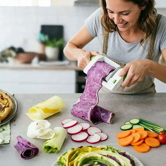 Trancheuse à fruits et légumes multifonction – Éplucheur rotatif manuel sécurisé pour pommes de terre, pommes et plus, ustensile et accessoire de cuisine