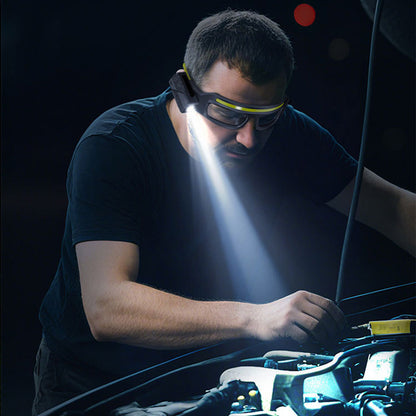 Rechargeable LED Headlamp | Wave Sensor, 5 Modes, 90° Adjustable, for Hands-Free Outdoor Work & Activities