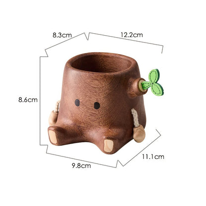 Ornement porte-stylo en bois massif cadeau créatif organisateur de bureau conteneur de rangement cadeau à main