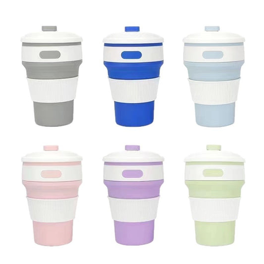 Tasse à eau pliable en silicone Tasse pliable portable d'extérieur 350 ml Tasse à café extensible résistante à la chaleur