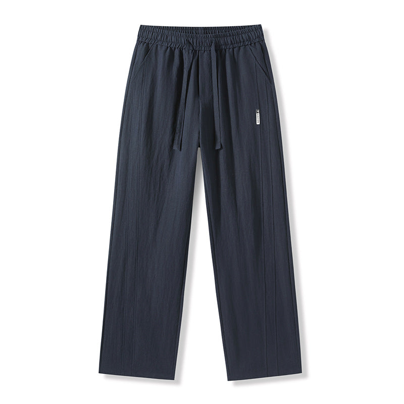 Casual Loose Straight-Leg Tencel Lyocell Linen Ice Silk Pants for Men