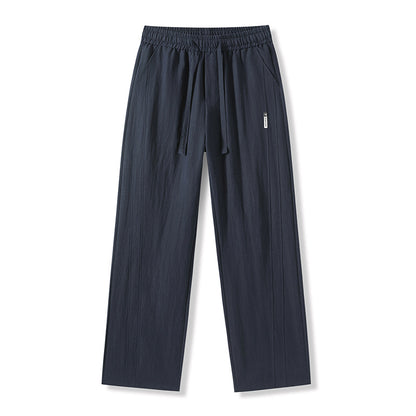 Casual Loose Straight-Leg Tencel Lyocell Linen Ice Silk Pants for Men