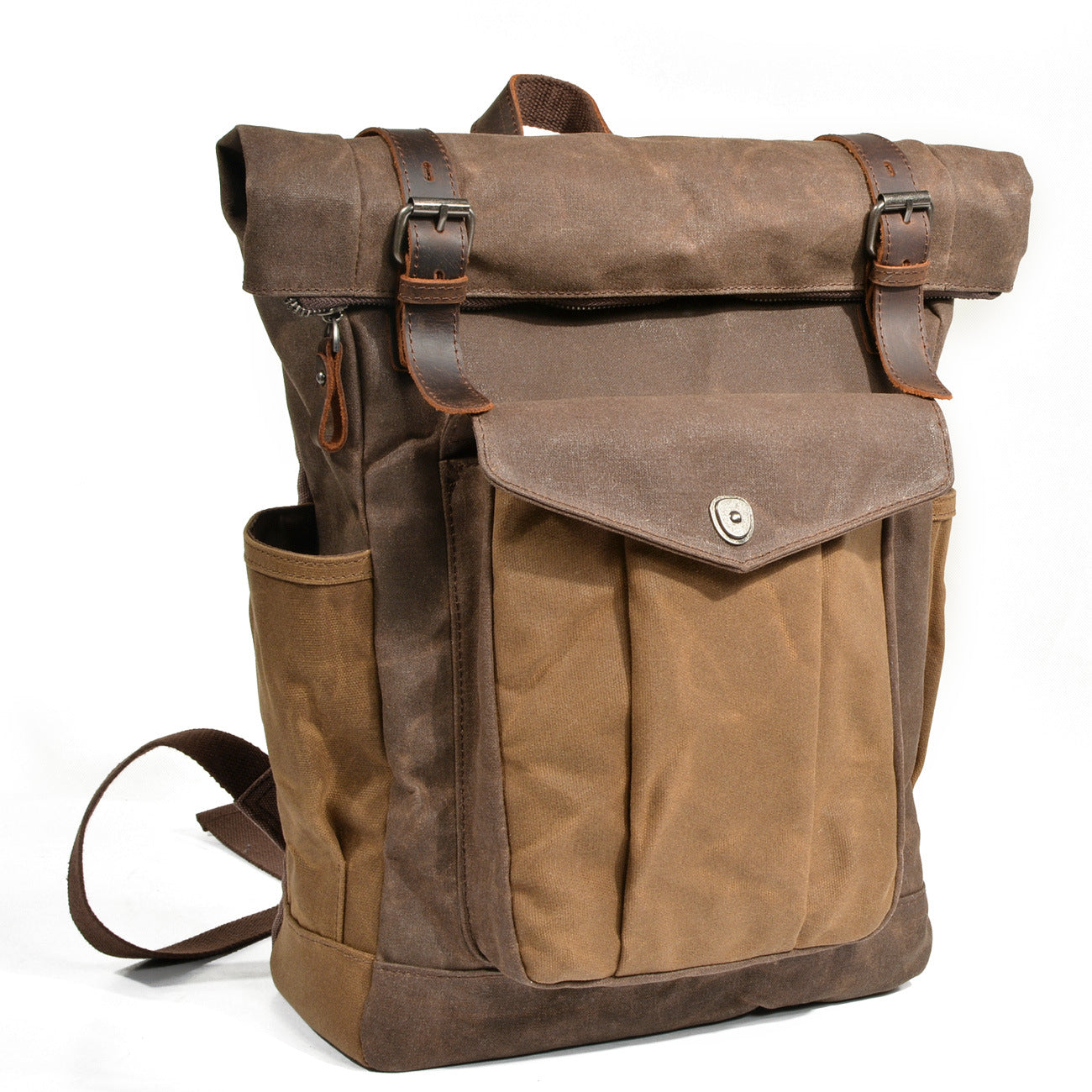 Sac à dos en toile cirée pour homme, sac de voyage décontracté étanche grande capacité pour la randonnée en extérieur
