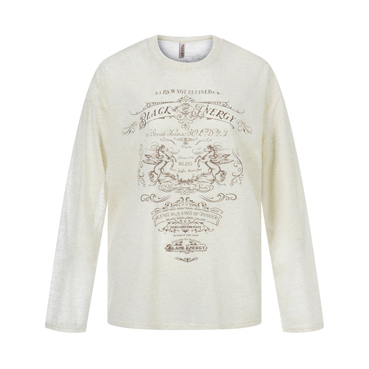 Round Neck Oversized Top  Lightweight Breathable Loose  Versatile Long Sleeve Shirt Trendy