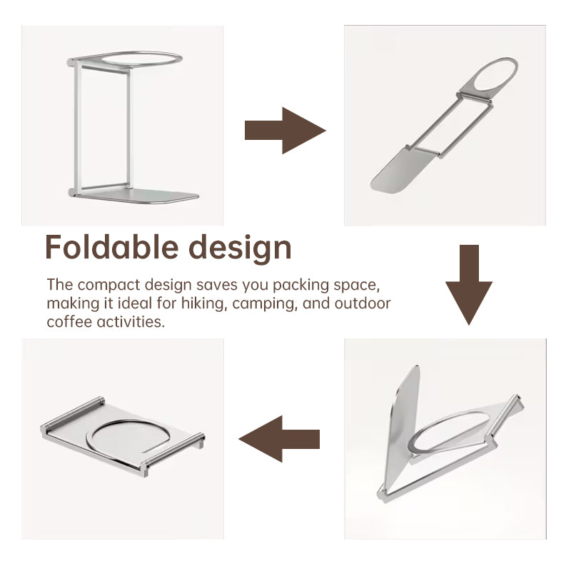 Foldable Aluminum Alloy Coffee Stand - Portable Drip Holder for Espresso & Pour-Over, Perfect for Camping & Travel