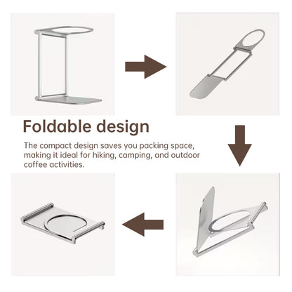 Foldable Aluminum Alloy Coffee Stand - Portable Drip Holder for Espresso & Pour-Over, Perfect for Camping & Travel