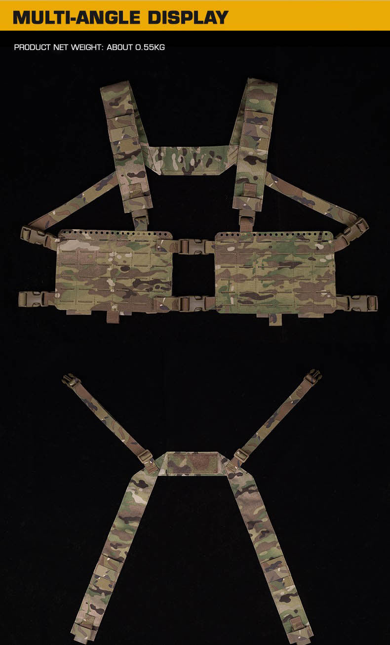 Gilet tactique double face Alpha Camouflage avec système MOLLE et poche de rangement interne élastique