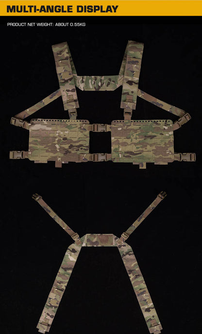 Gilet tactique double face Alpha Camouflage avec système MOLLE et poche de rangement interne élastique
