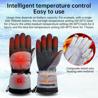 Gants chauffants électriques - Gants d'hiver chauds rechargeables et imperméables pour le ski, la motoneige et les activités de plein air