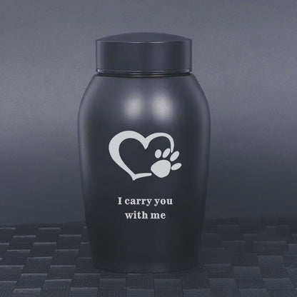 Stainless Steel Pet Memorial Urn: Black Portable & Moisture-Proof Ash Keepsake Designed for Small Pets