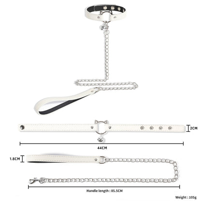 PU Leather Alloy Collar with Rope for Adult Accessories, Neck Strap for Women, Sexy Choker with Tether