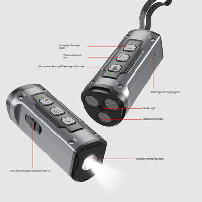 Ultrasonic Three-Head Sound Dog Repellent with Flashlight, Anti-Barking Device