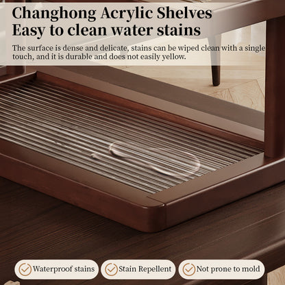 2-Tier Bamboo Spice & Cosmetic Organizer with Acrylic Base, Countertop Storage for Small Spaces