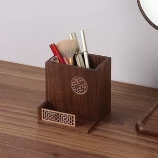 Ornement porte-stylo en bois massif cadeau créatif organisateur de bureau conteneur de rangement cadeau à main