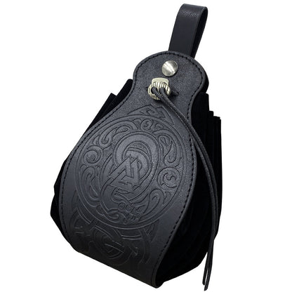 Beautiful 5-Piece Leather DND Dice Tray & Drawstring Pouch Set for RPG Games. A Perfect Gift for Gamers.