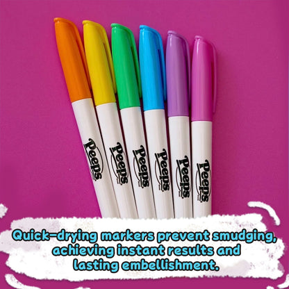 Easter Egg Decorating Kit for Kids - DIY Crafts Set with 6 Markers, Marshmallow Bunny Egg Holder, Cute Holiday Gift