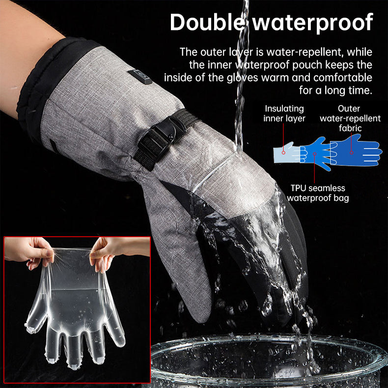 Gants chauffants électriques - Gants d'hiver chauds rechargeables et imperméables pour le ski, la motoneige et les activités de plein air