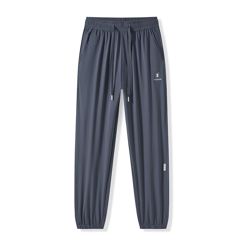 Men's Lightweight Ice Silk Elastic Ankle-Cuff Casual Pants