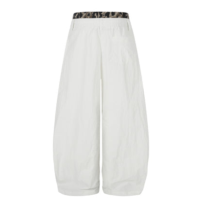 High-Waisted Drawstring Wide Leg Loose Slimming Versatile Cuffed Paratrooper Pants
