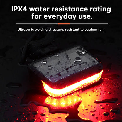 USB/Solar Rechargeable Bike Tail Light - 5 Modes LED COB Safety Warning Light for Night Cycling Accessories
