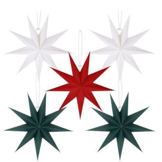 5-Pack 3D Origami Paper Star Ornaments, Colorful Christmas Tree Hanging Decor for Xmas Party Home Festival